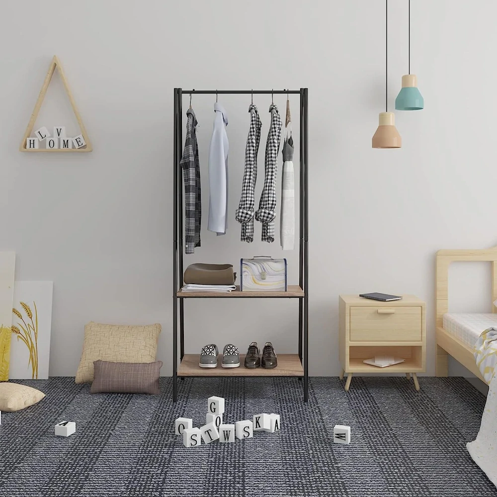 Věšák na kabáty WOLTU, věšák na šaty se 2 policemi, věšák na boty