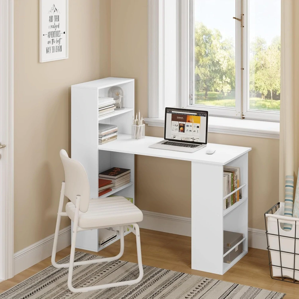 eSituro 120 cm psací stůl s policemi, bílý, 122 x 55 x 120 cm