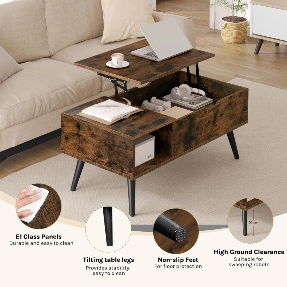 WOLTU BTS26vbn Zvedací konferenční stolek 100 x 50 x (43 – 57) cm