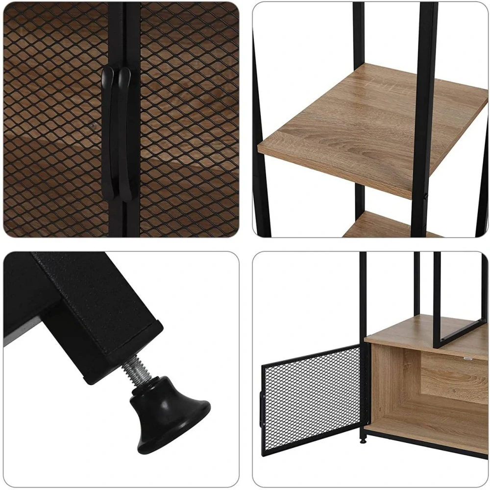 WOLTU Věšák na oblečení s úložnou skříňkou, Otevřený věšák na kabáty do šatní skříně