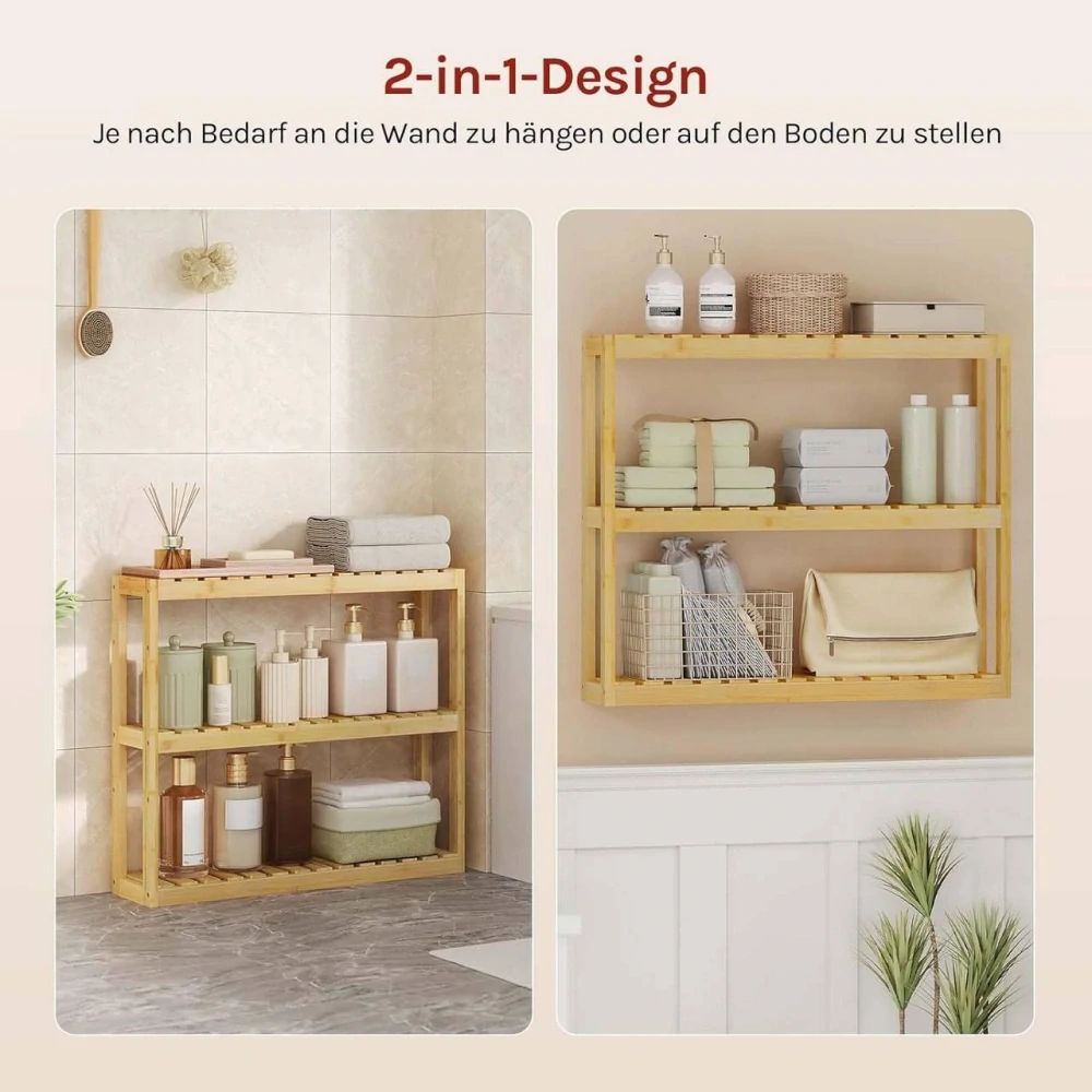 WOLTU Bambusová koupelnová police Stojací police Kuchyňská police Přírodní