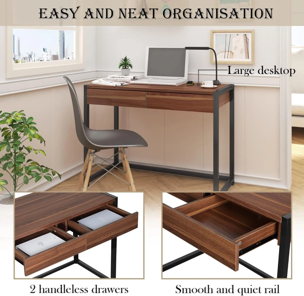 WOLTU® TSG27dc Počítačový stůl, kancelářský stůl 100 x 50 x 76 cm (Š x H x V), tmavý buk