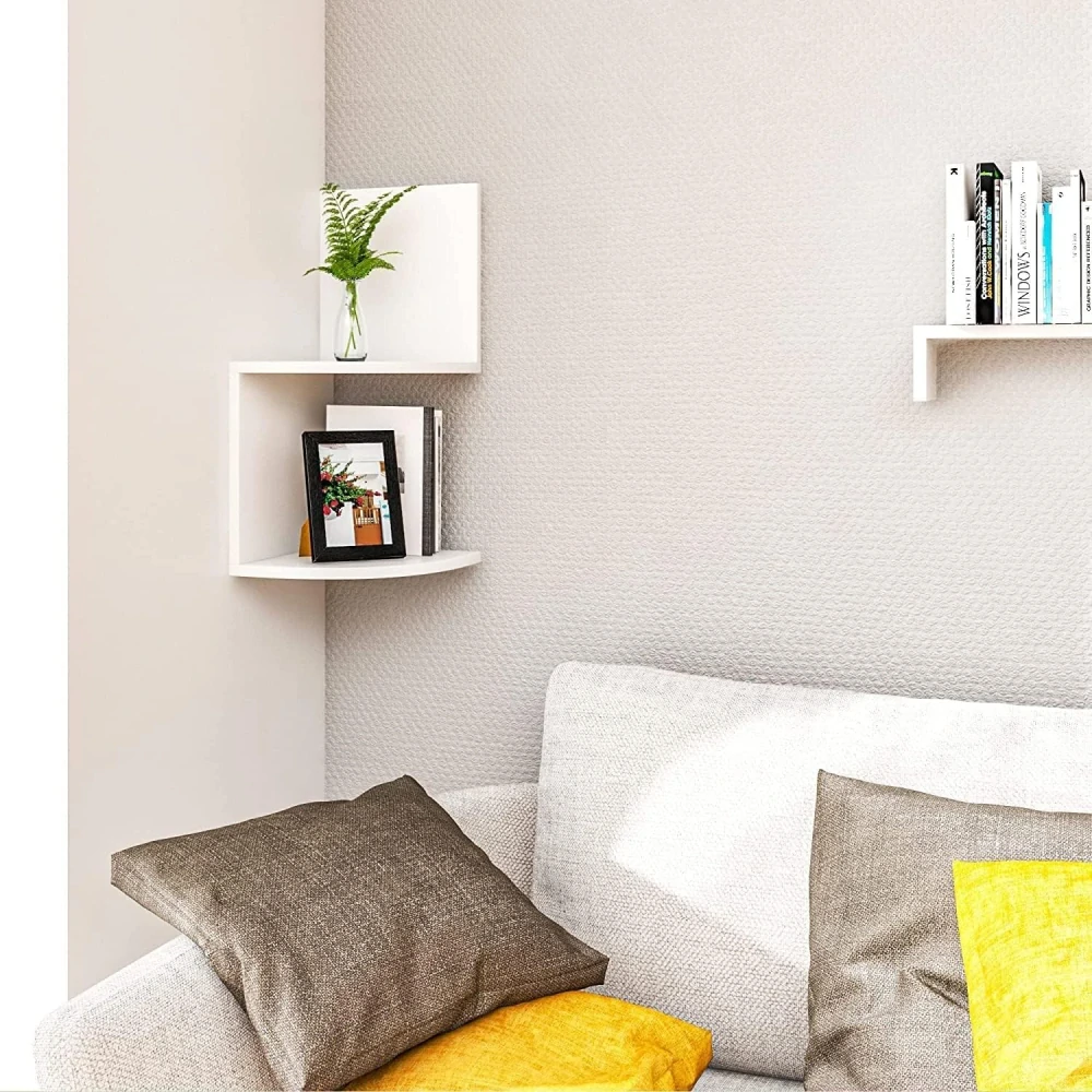 WOLTU Nástěnná police Rohová police, 2 police 25x52,4x25cm