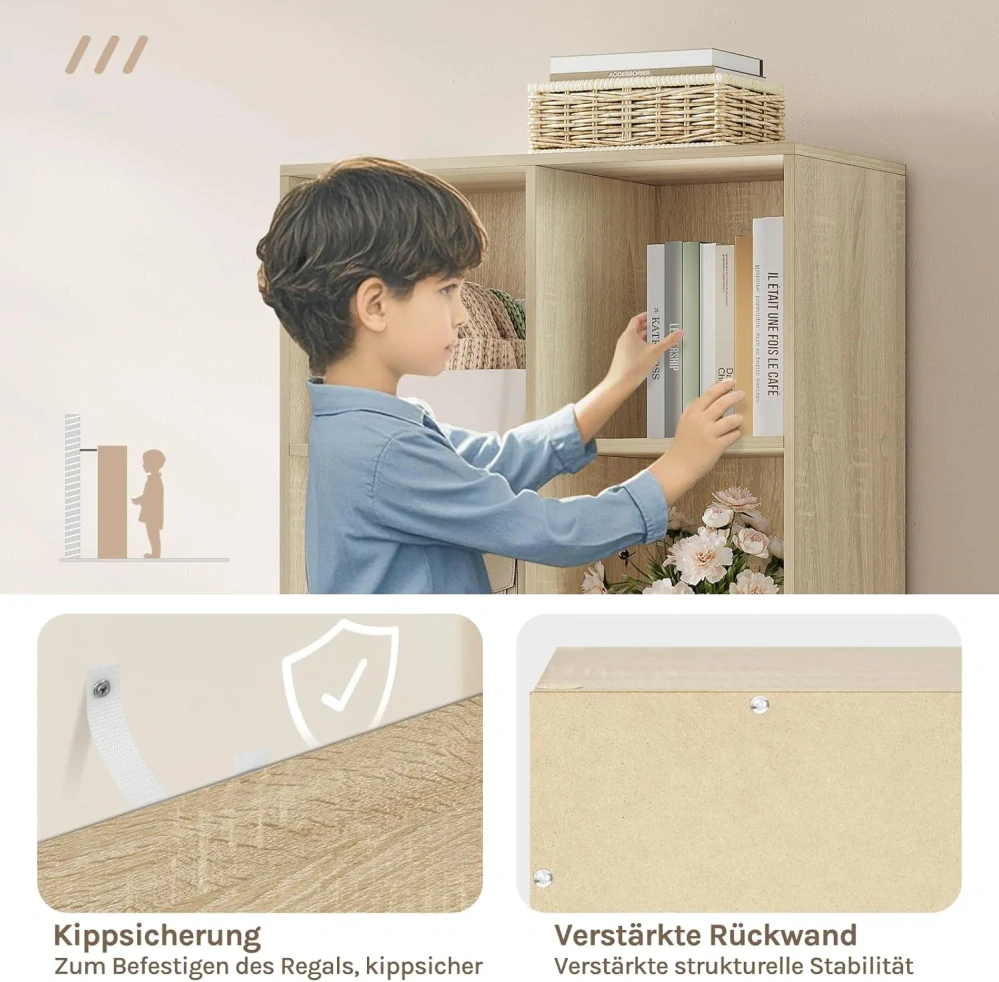 Knihovna WOLTU SK002hei4, 8 přihrádek, 60 x 121 x 29,5 cm (Š x V x H)