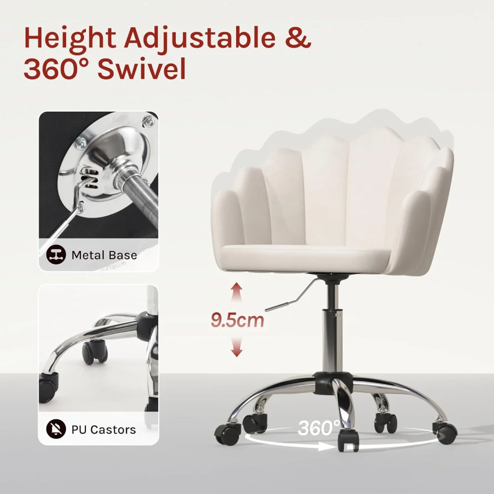 Kancelářská židle WOLTU Homeoffice BS152cm Ergonomická sametová s opěradlem ve tvaru okvětního lístku