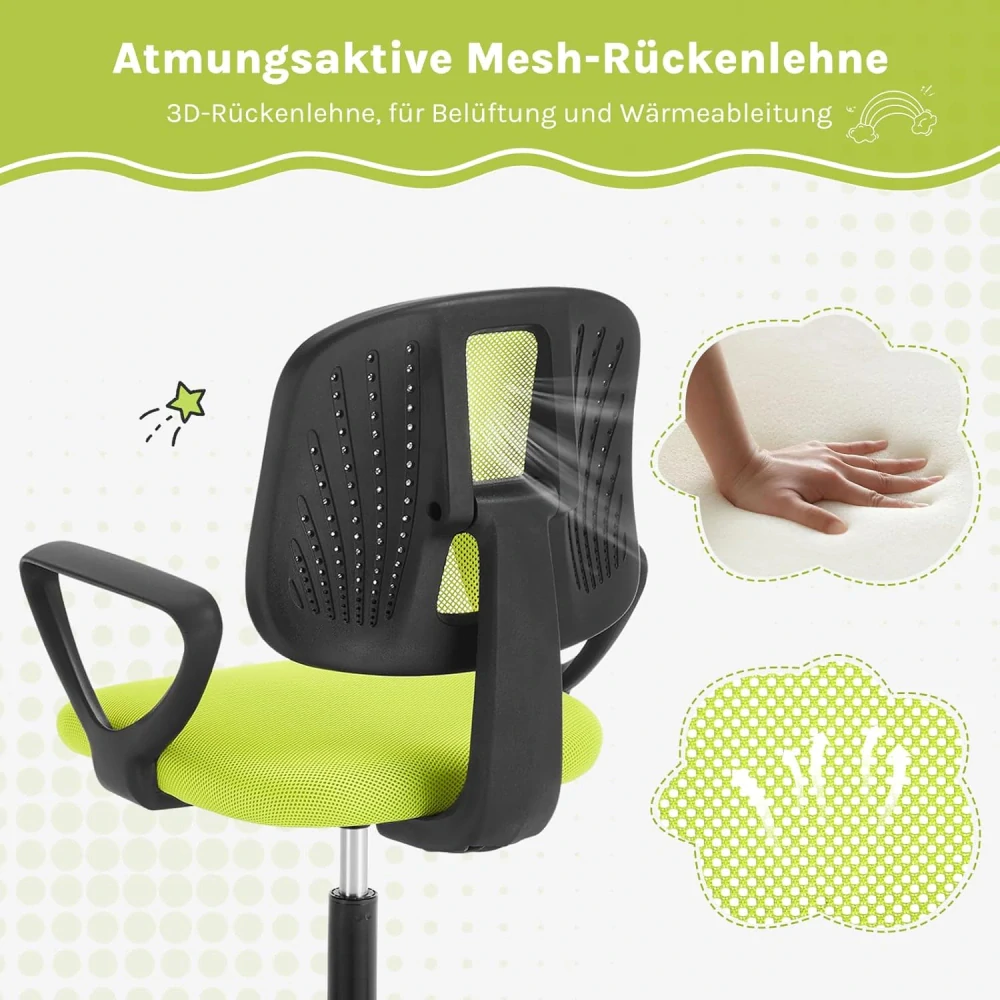 Dětská kancelářská židle K0008BS, ergonomická otočná židle, výškově nastavitelná