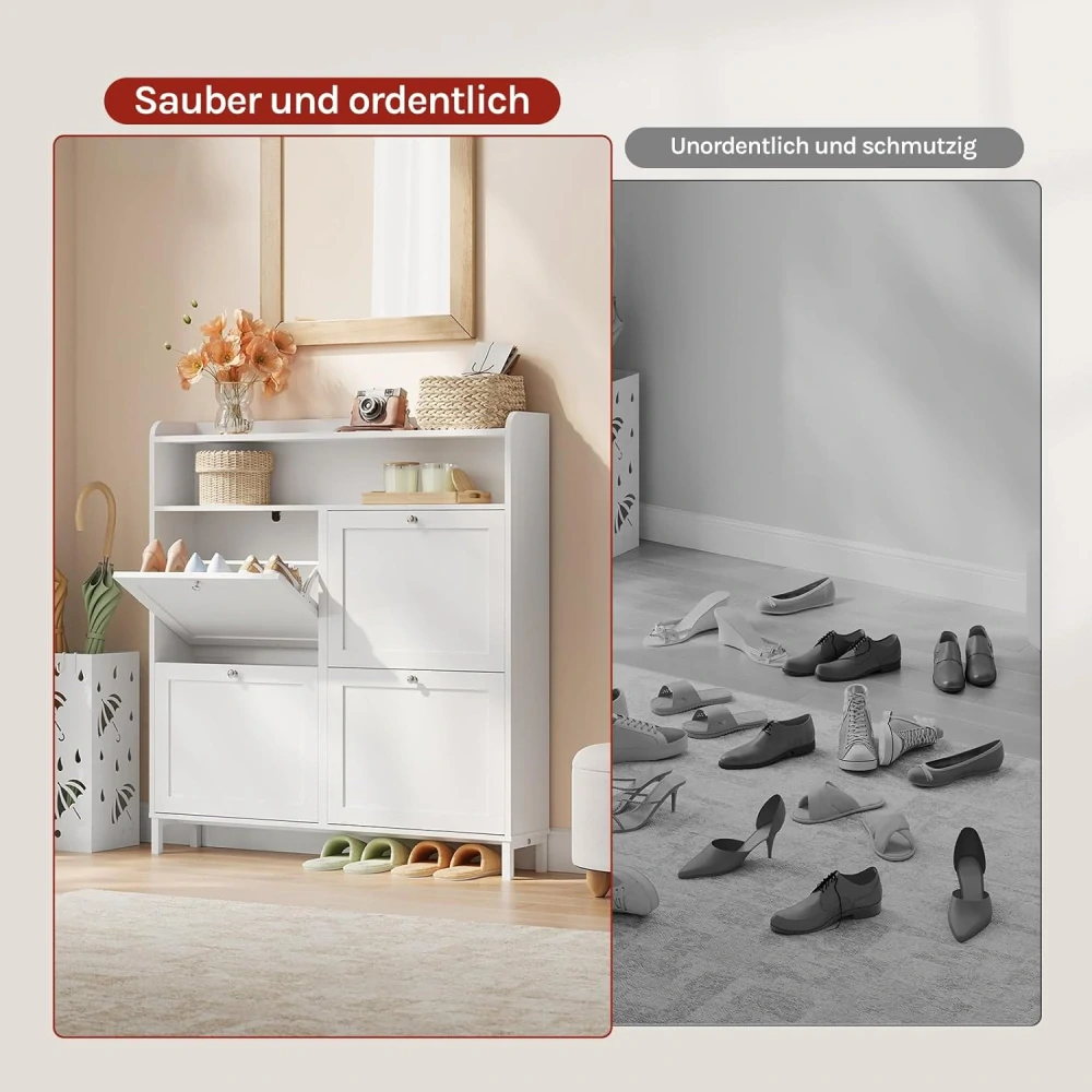 Botník WOLTU se 4 klopami, botník, úzký