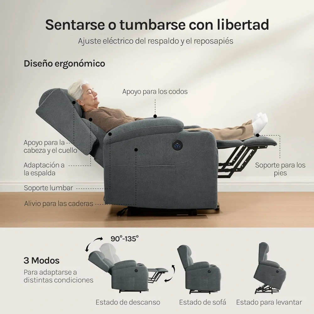 Elektrické polohovací křeslo WOLTU, masážní relaxační křeslo s asistencí zvedání