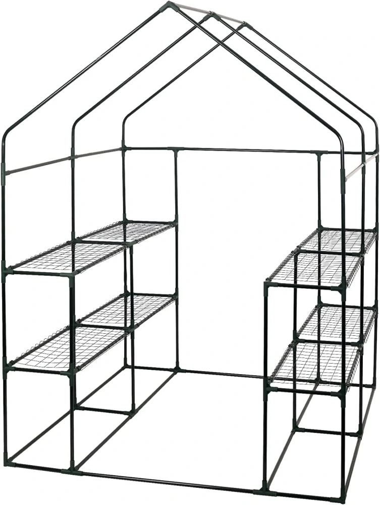 WOLTU Zahradní skleník 143x143x195cm 130g/m², PE Poloprůhledný zelený