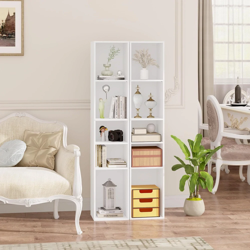 Knihovna WOLTU SK034ws, Otevřená police s 5 kostkami, 30 x 26 x 151 cm