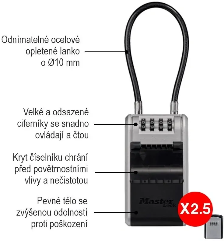 Master Lock Bezpečnostní schránka se závěsným lankem