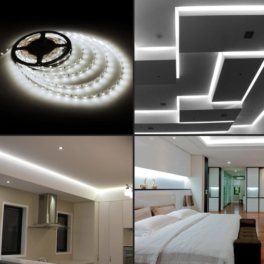 XUNATA Bílé LED pásky s vypínačem a zdrojem 220V, 3014 120LED/m, IP65
