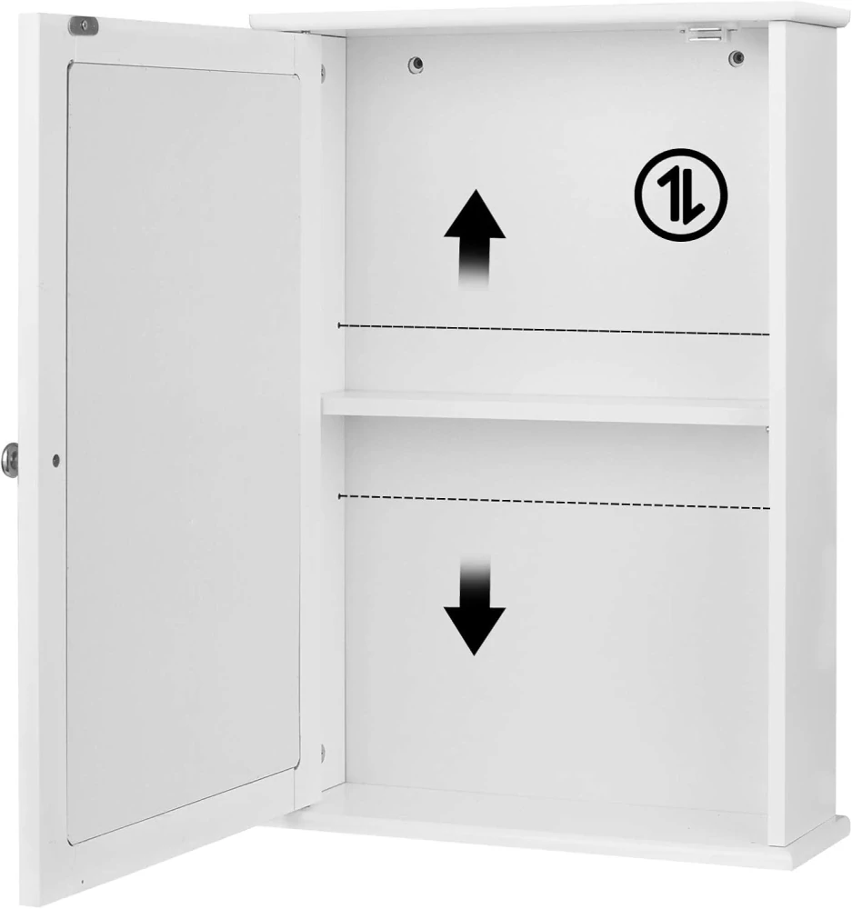 eSituro SBP0027 Koupelnová zrcadlová nástěnná skříňka s dvířky