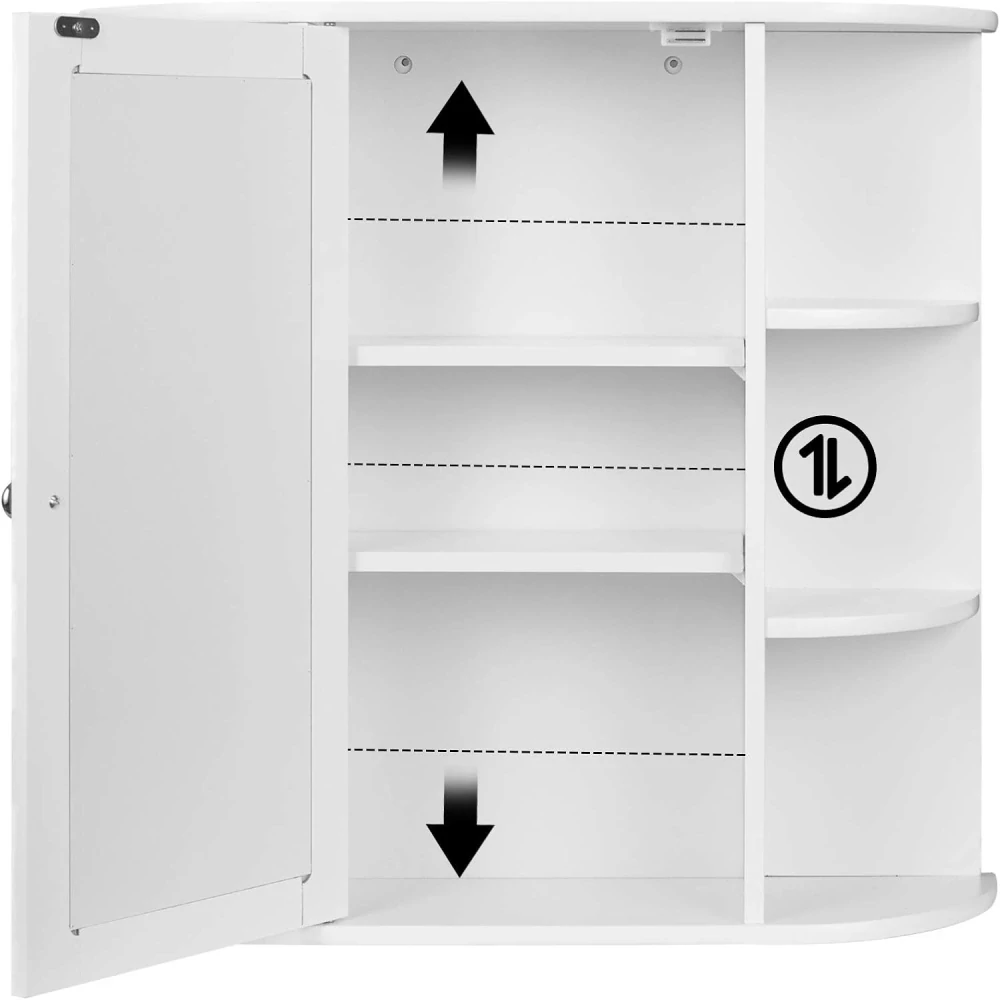 eSituro SBP0030 Koupelnová skříňka se zrcadlem Bílá LHT 60 x 58 x 16 cm
