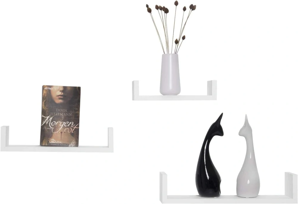 WOLTU Sada 3 nástěnných polic ve tvaru U