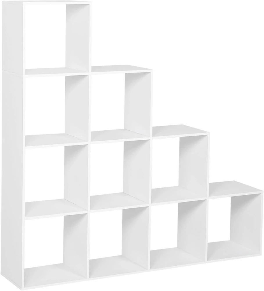 WOLTU police na knihy s 10 kostkami 136x29x136cm, bílá