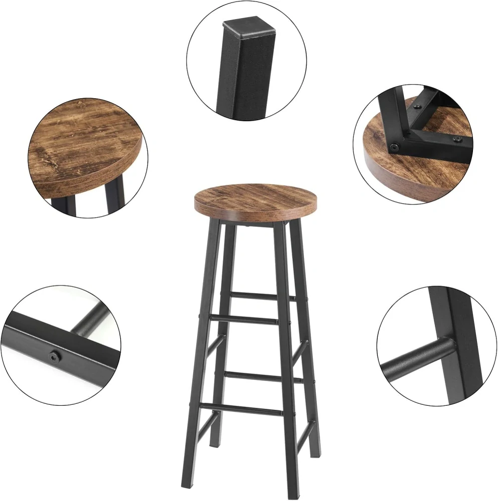 WOLTU sada 2 barových stoliček v industriálním stylu