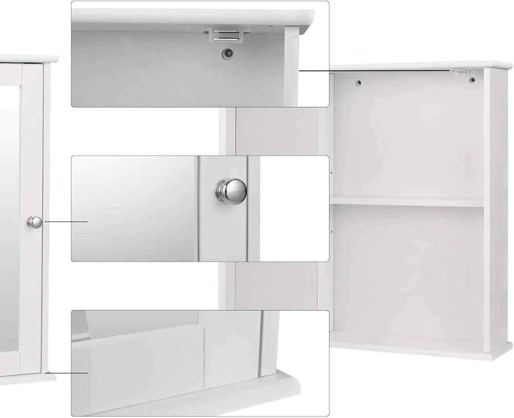 EUGAD 0019WY zrcadlová koupelnová skříňka 42 x 12 x 58,5 cm