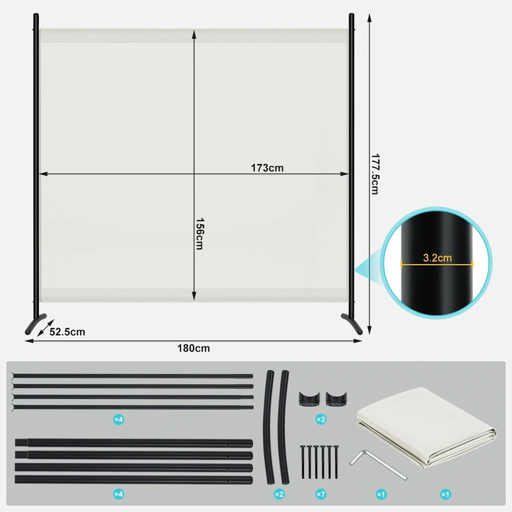 WOLTU 1-dílná zástěna 180 x 177 cm