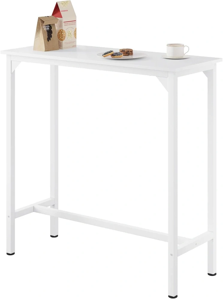 EUGAD Barový stůl, Vysoký stůl, Dřevo+kov, 100x40x100cm Bílá