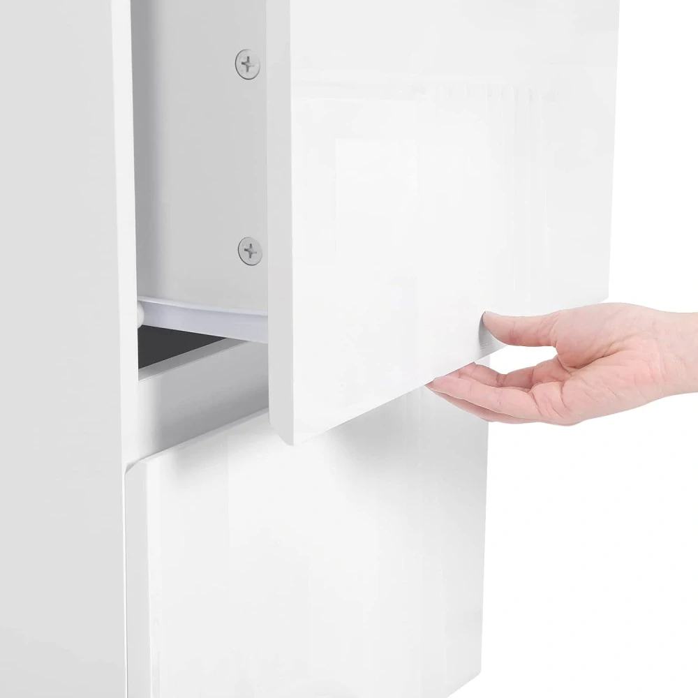 Sada 2 nočních stolků se 2 zásuvkami ve vysokém lesku, 40 x 58 x 40 cm, bílá