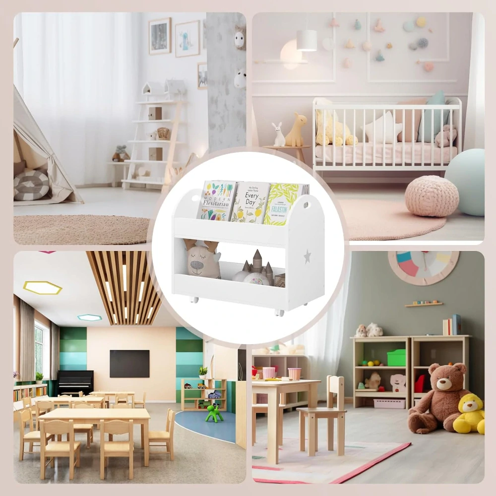 Lestarin LETSJF0011dětská knihovna, 2 patra, bílá police