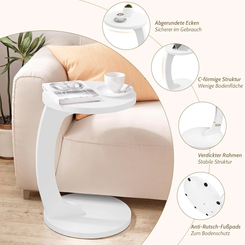 WOLTU BTS20ws Konferenční stolek ve tvaru C Kulatý