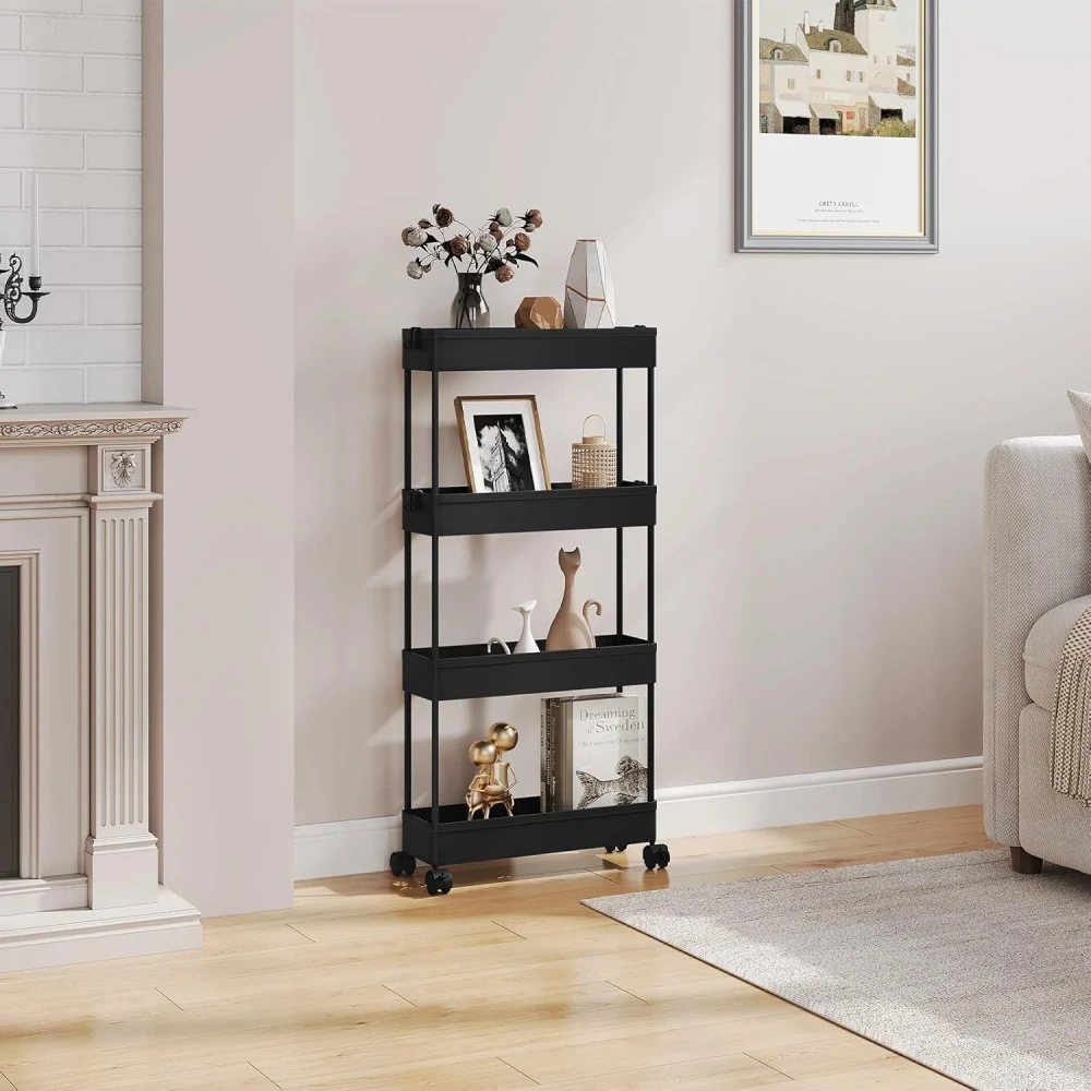 Servírovací vozík Klihome, 4 patra, úzký kuchyňský vozík s kolečky