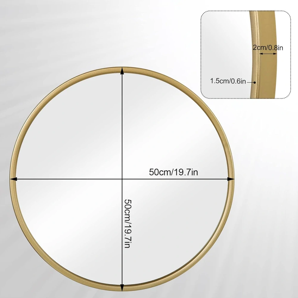 Nástěnné zrcadlo WOLTU φ 50 cm s rámem Gloden