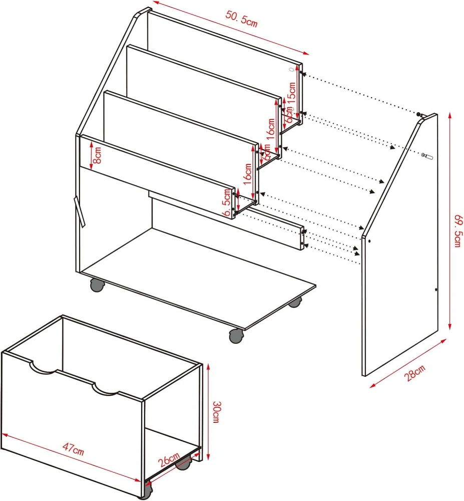 Dětská police na hračky WOLTU 3patrová