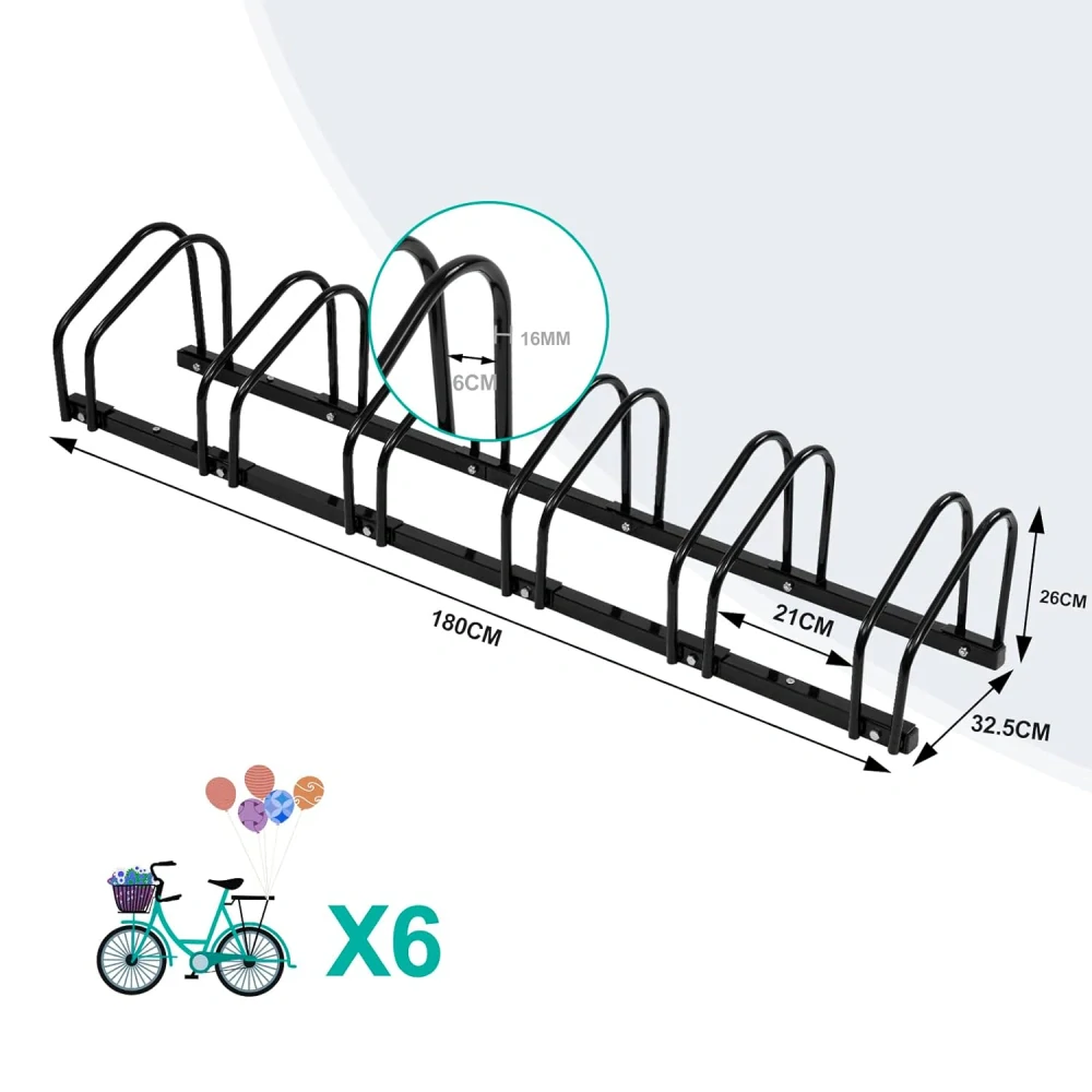 Stojan na kolo WOLTU FZ1139sz04 pro 6 jízdních kol v černé barvě