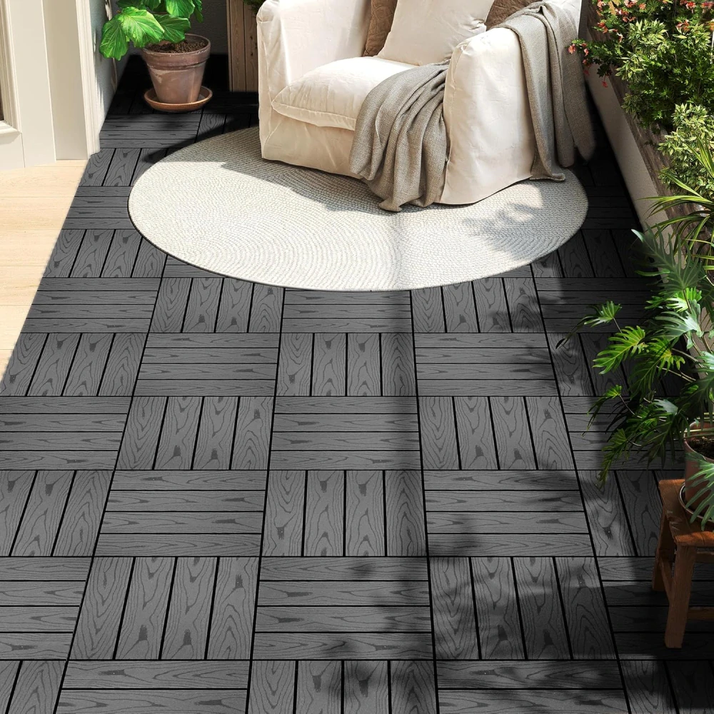 WOLTU WPC dlaždice 30 x 30 cm pro zahradu,  šedá, 11 kusů/1 m²