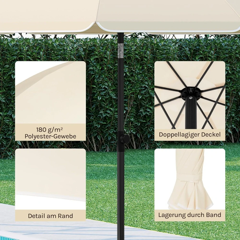 Slunečník WOLTU Průměr 155 cm, Balkónový slunečník, Plážový slunečník