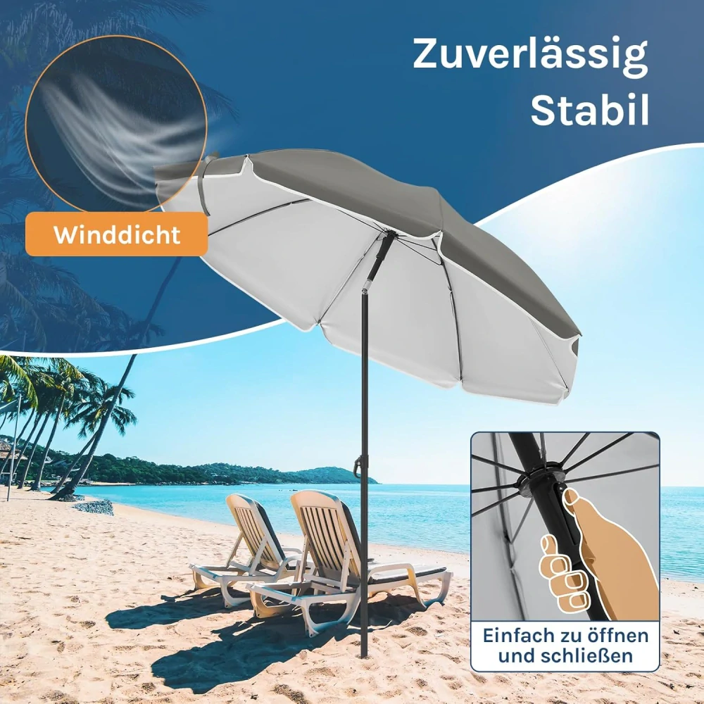 WOLTU Balkónový slunečník Průměr 135 cm, tmavě šedý