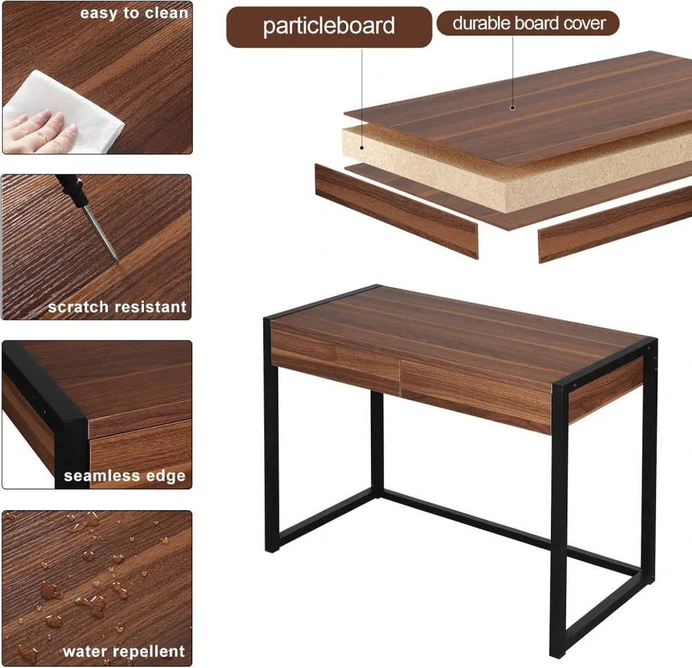 WOLTU® TSG27dc Počítačový stůl, kancelářský stůl 100 x 50 x 76 cm (Š x H x V), tmavý buk