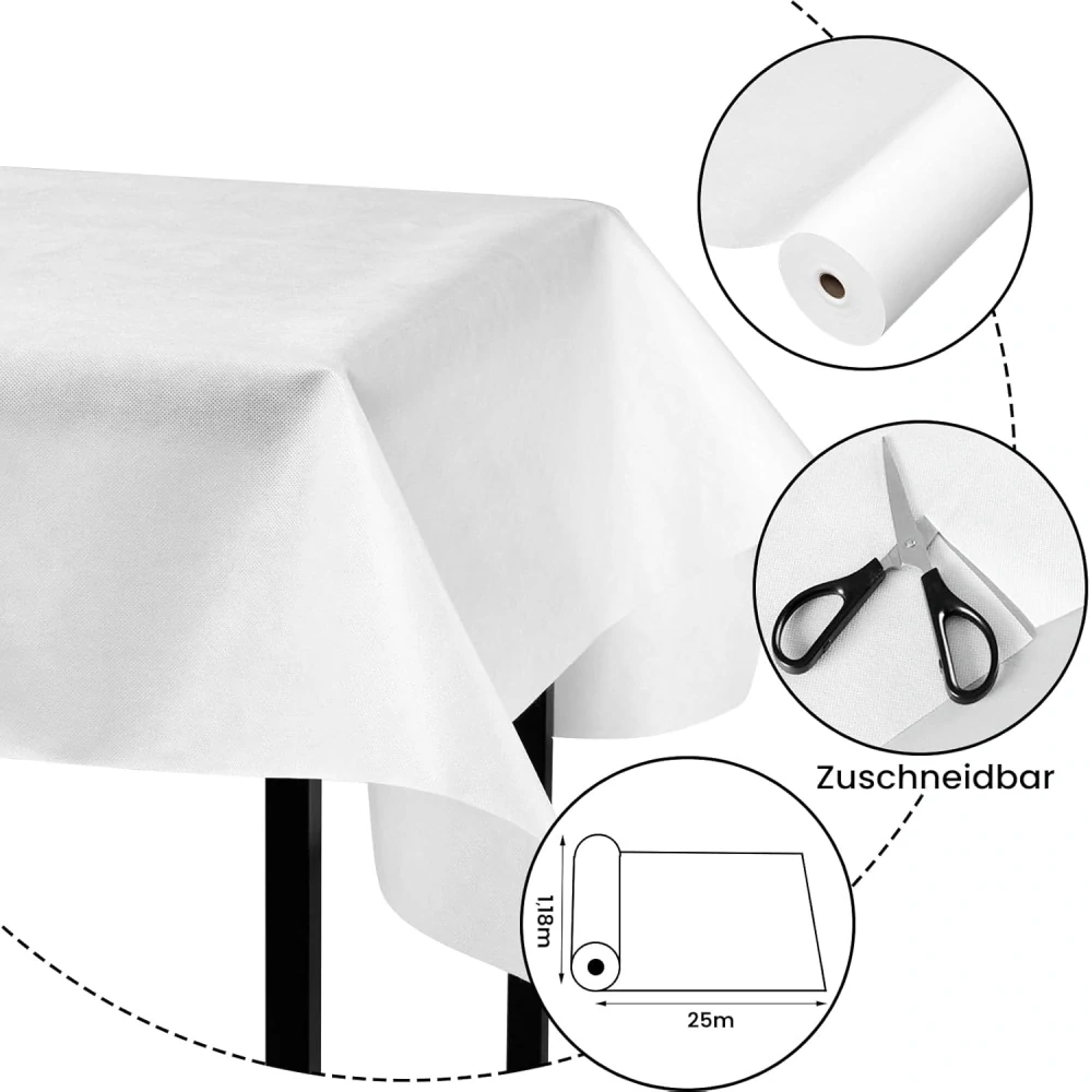 Jednorázový netkaný ubrus, Chránič stolu, Voděodolný ubrus 1,18 x 25 m