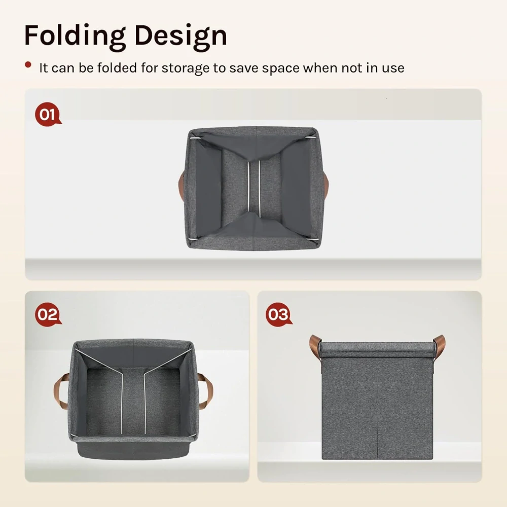 WOLTU Sada 5 látkových úložných boxů, šedé, 27x27x27cm