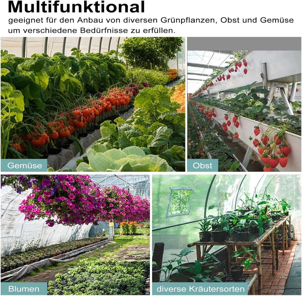 Skleník WOLTU, fóliový skleník s dveřmi, 6 oken, vyrobeno z ocelových trubek, PE, 300 x 300 x 200 cm, zelený