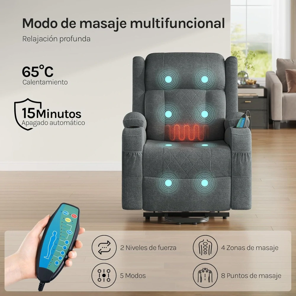 Elektrické polohovací křeslo WOLTU, masážní relaxační křeslo s asistencí zvedání