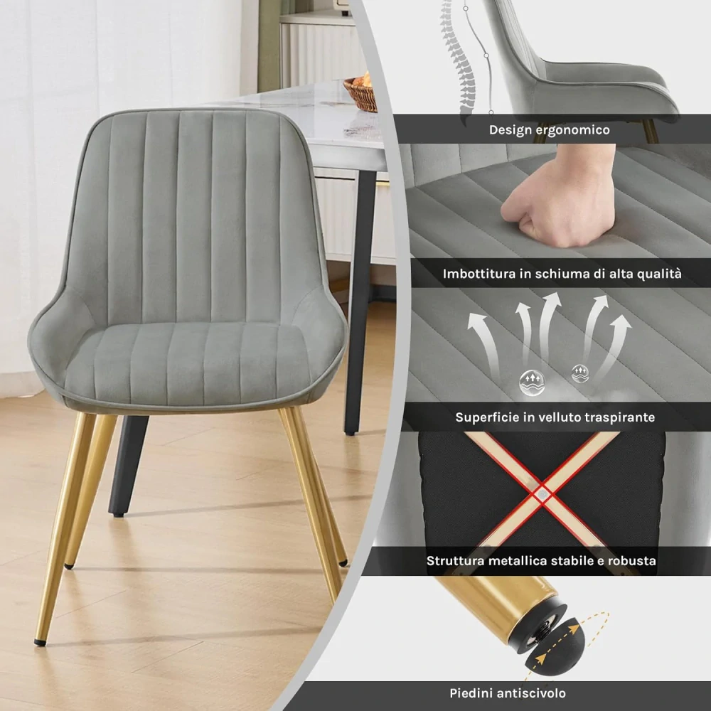 2 ​​jídelní křesla do obývacího pokoje Lestarain LCNI73007-2