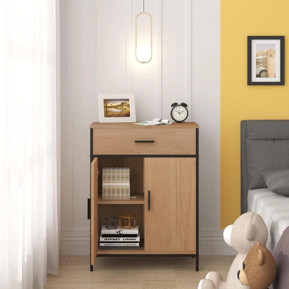 EUGAD Koupelnová skříňka, Materiál kov + dřevo, 30 x 82 x 30 cm