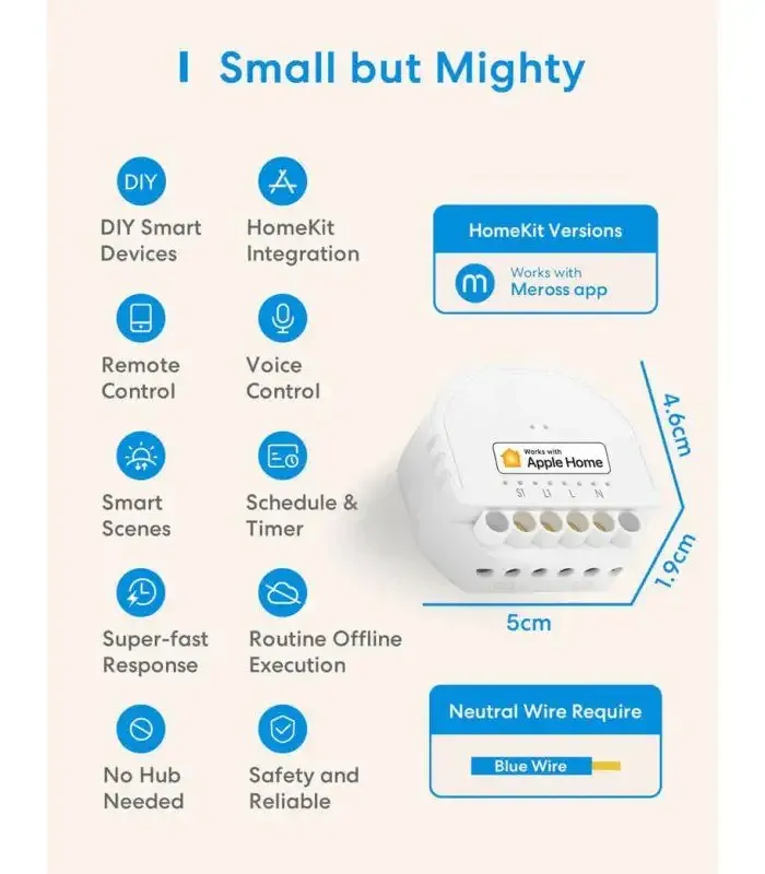 Meross Meross Smart Wi-Fi Spínací Modul Pod Vypínač, MSS810HK