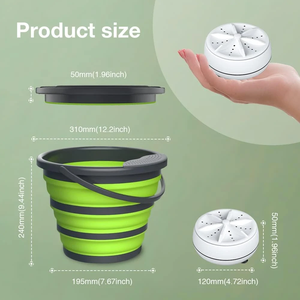 Mini pračka skládací, přenosná skládací vana na prádlo 10 litrů