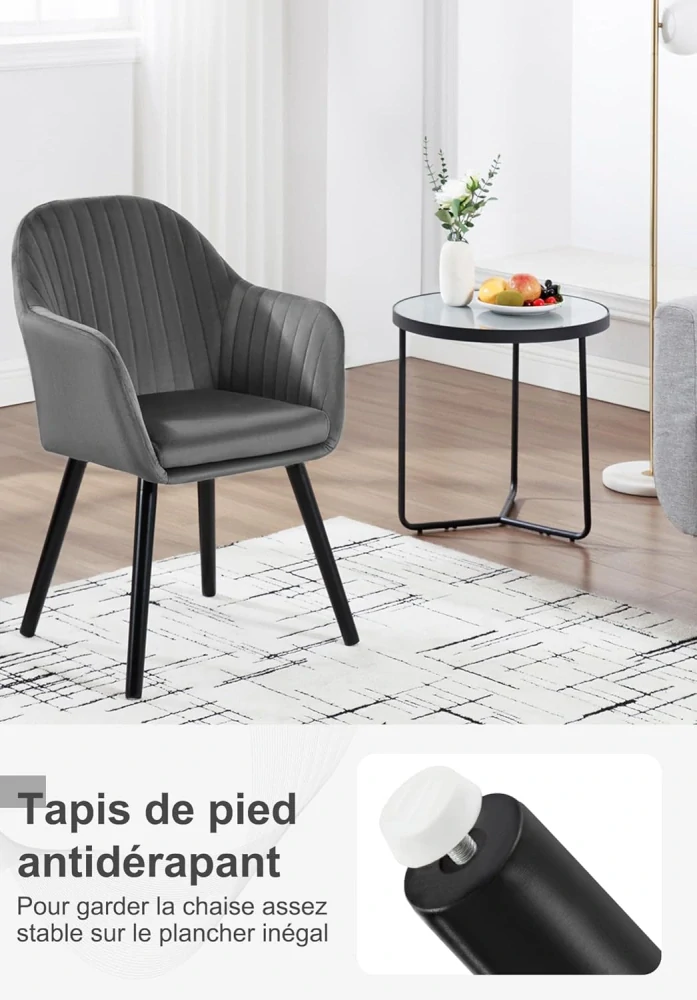 WOLTU Sada 2 tmavě šedých sametových sedáků