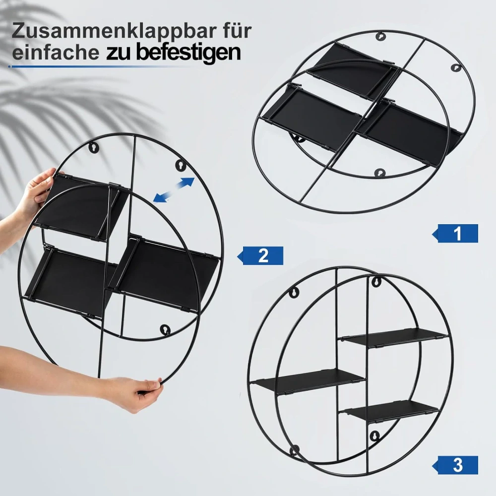 EUGAD kulatá nástěnná police, dětská police e 3 policemi, průměr 40 cm