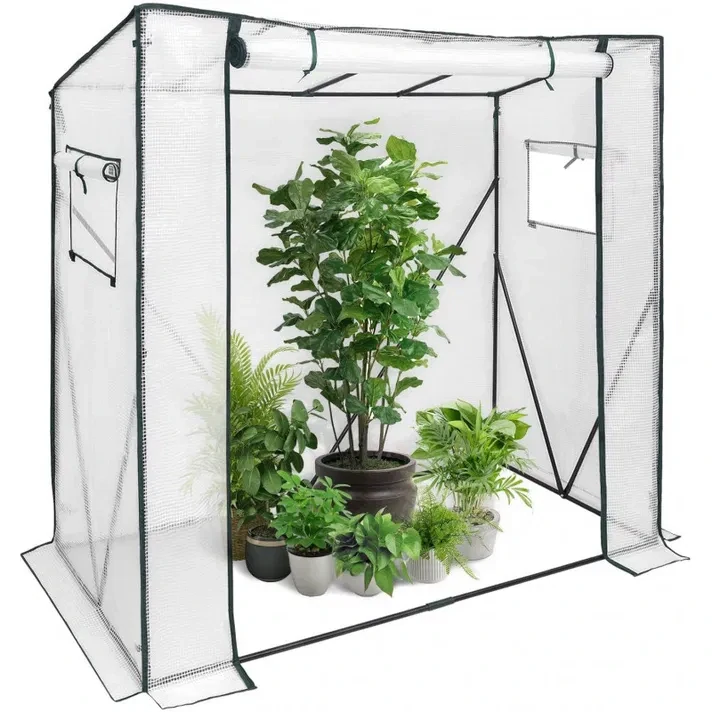 Skleník 200x169x77cm s černou kovovou konstrukcí a poloprůhledným polyetylenovým krytem Woltu