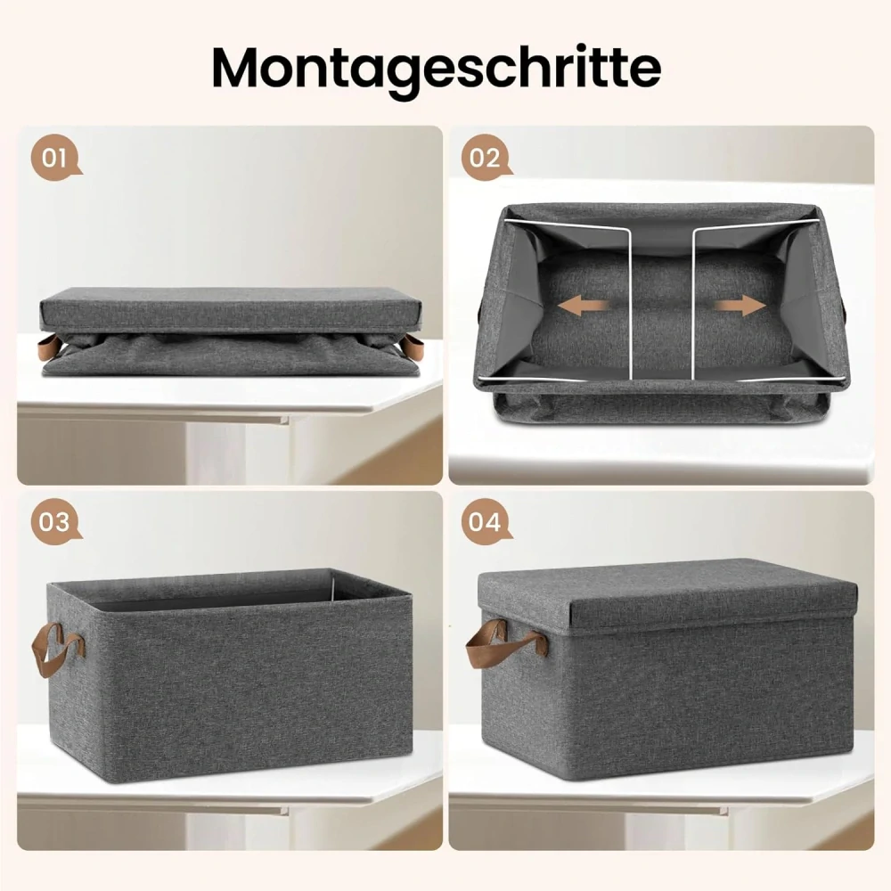 Úložné boxy WOLTU sada 5 ks, šedá, 38 x 20 x 27 cm