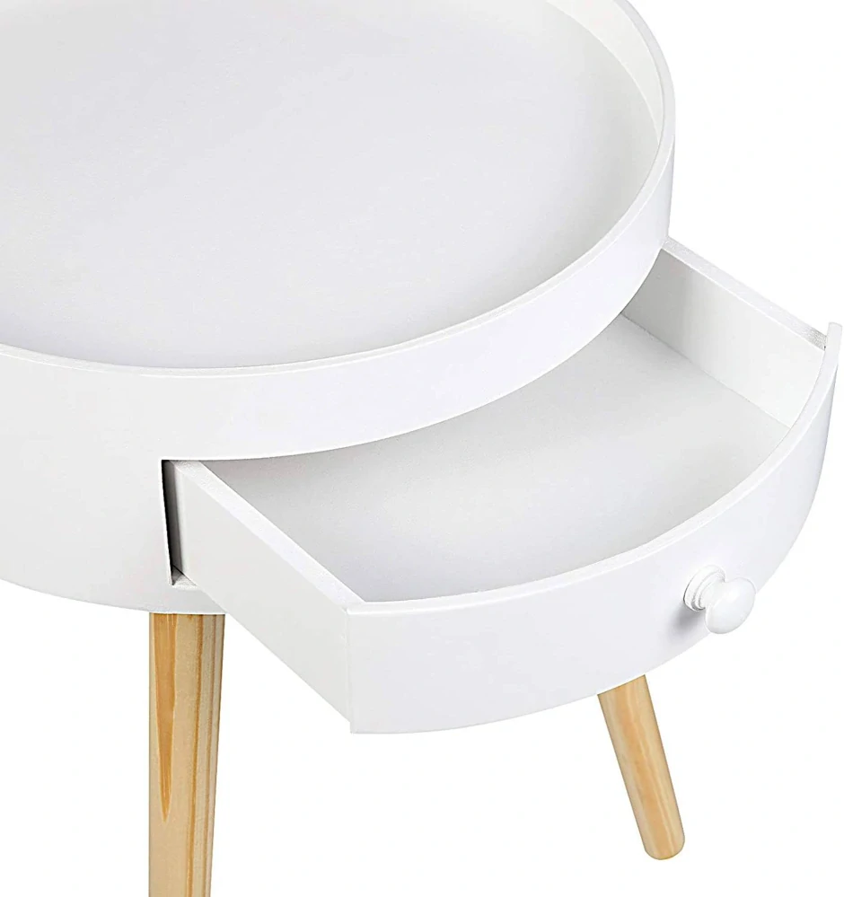 WOLTU noční stolek se zásuvkou, bílý