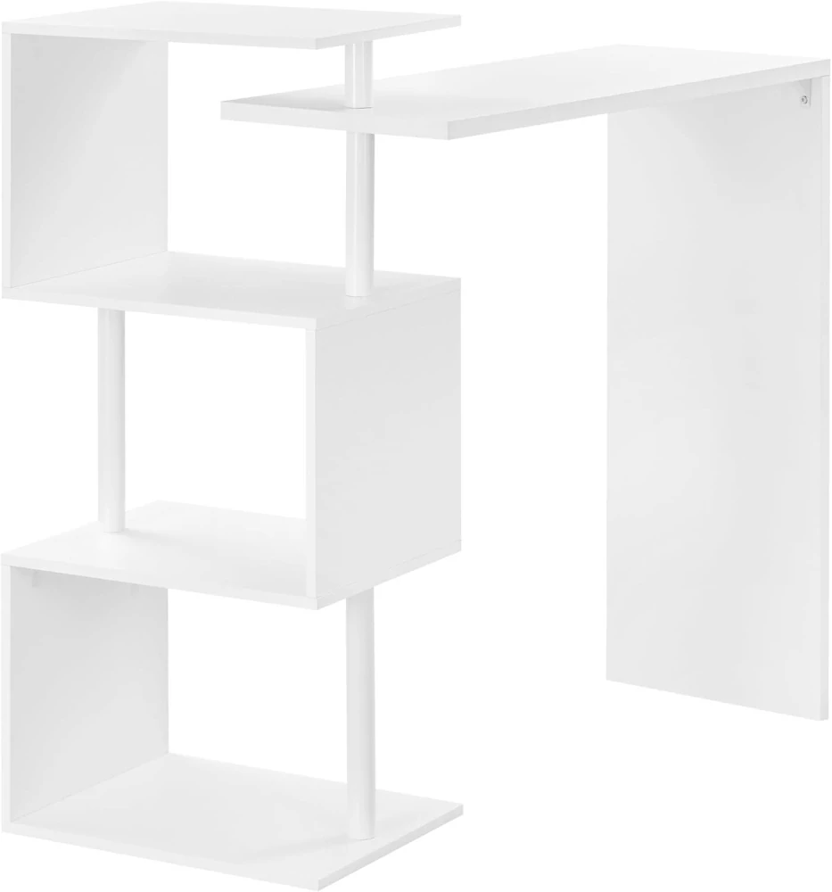 WOLTU BT27ws otočný barový stůl se 3 policemi, kovový a MDF bistro stůl, 134 x 38 x 112 cm, bílý