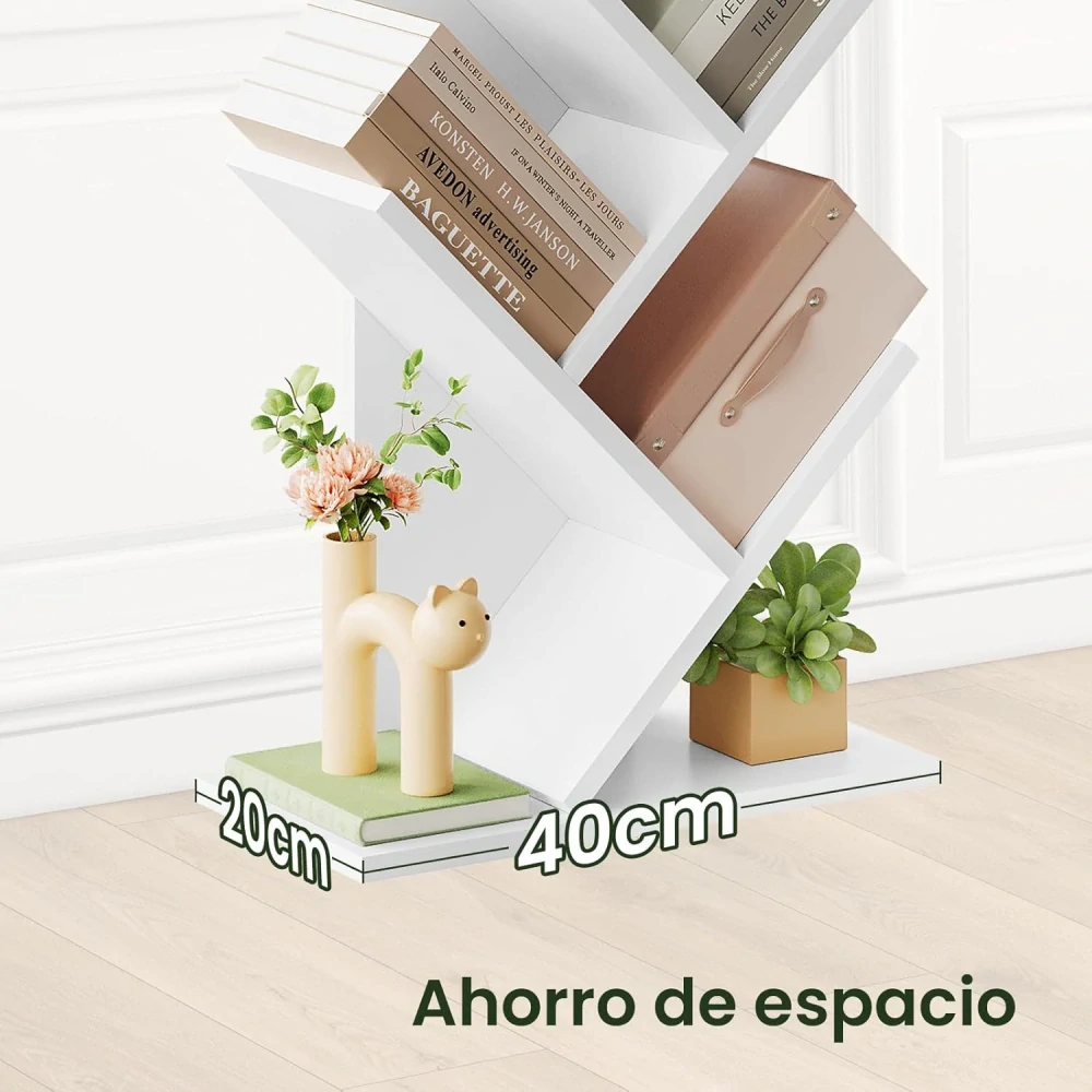 EUGAD Knihovna Strom Knihovna Kancelářský úložný stojan 40x20x127cm, Bílá